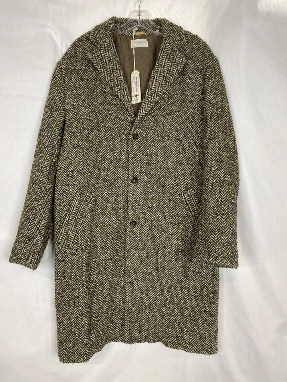Tintoria Mattei Mens Herringbone Wool Overcoat Coat Size M Green